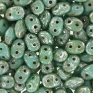 SuperDuo perlen 2.5x5mm Turquoise - Silver Picasso